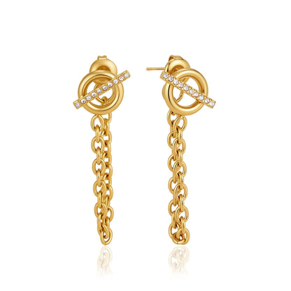 Two Tone Geometric Bar Drop Earrings — view 5