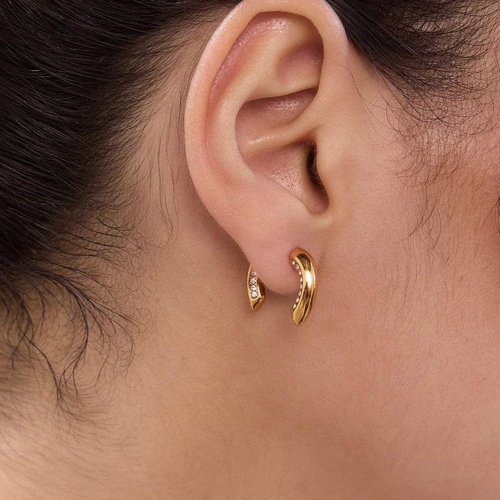 Geometric Pave Earrings — view 3