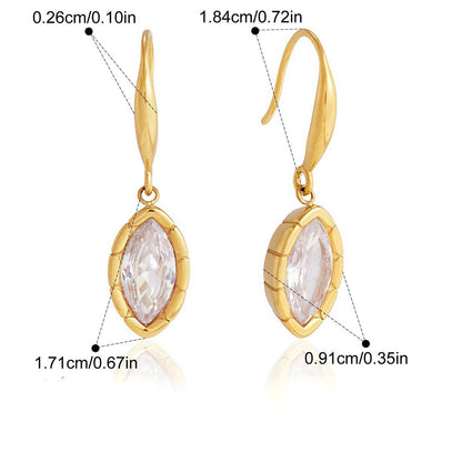 Geometric CZ Drop Earrings — Marquise Stone Drop · Gold