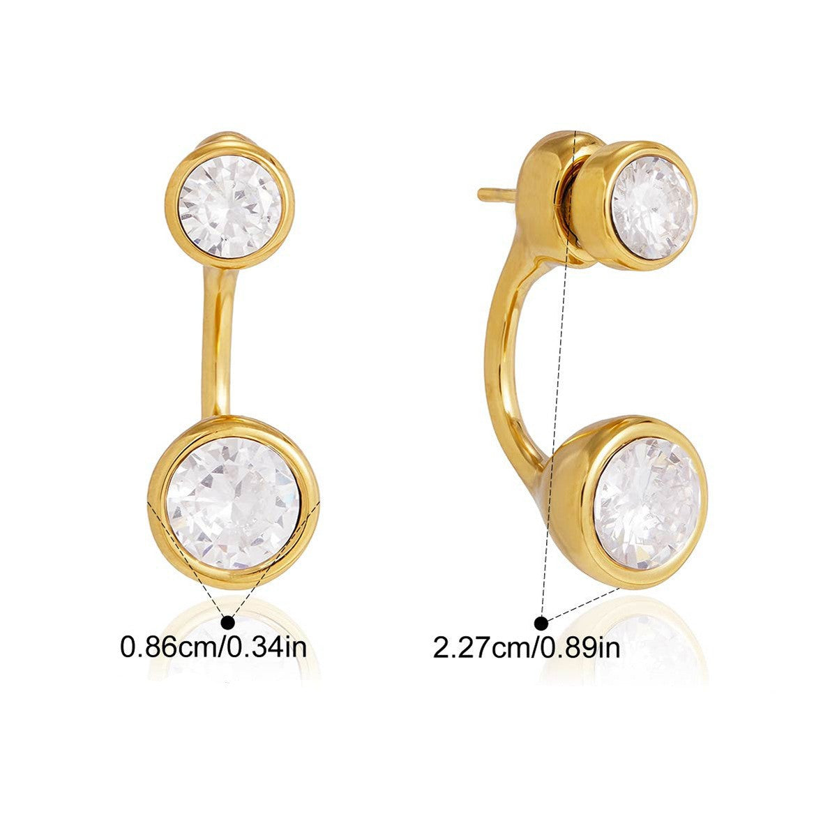 Geometric Faceted Earrings — Gold Double CZ Drop · Gold