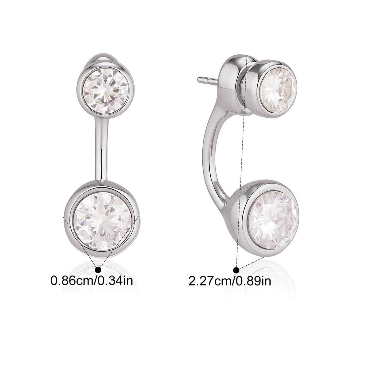 Geometric Faceted Earrings — Silver Double CZ Drop · Silver