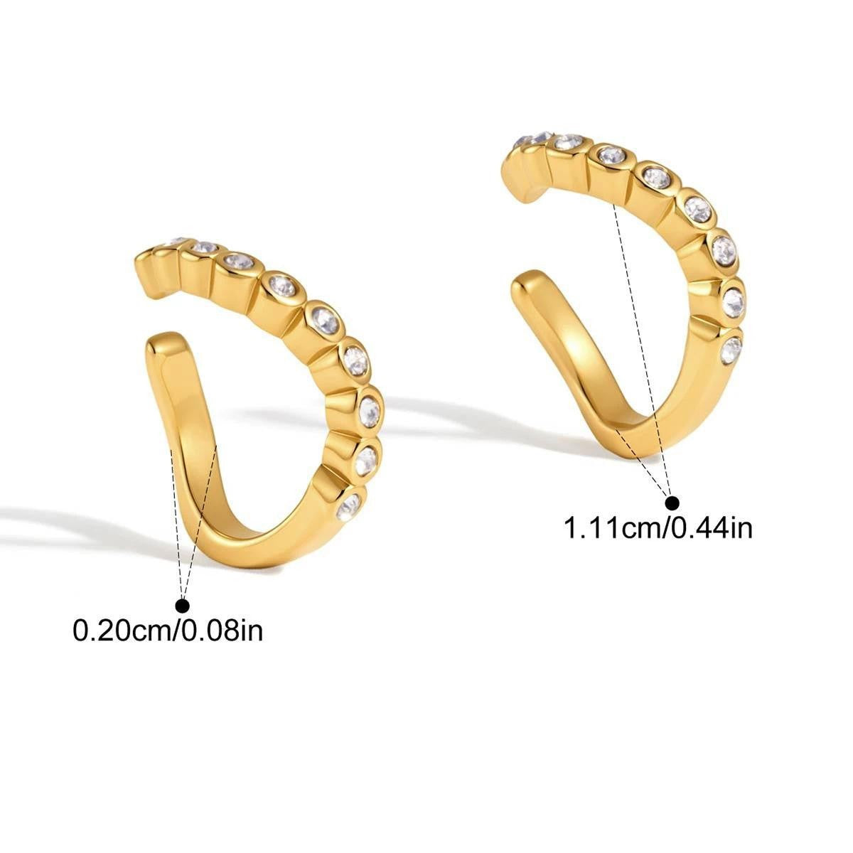 Geometric Faceted Earrings — Pavé Cuff Earring · Gold