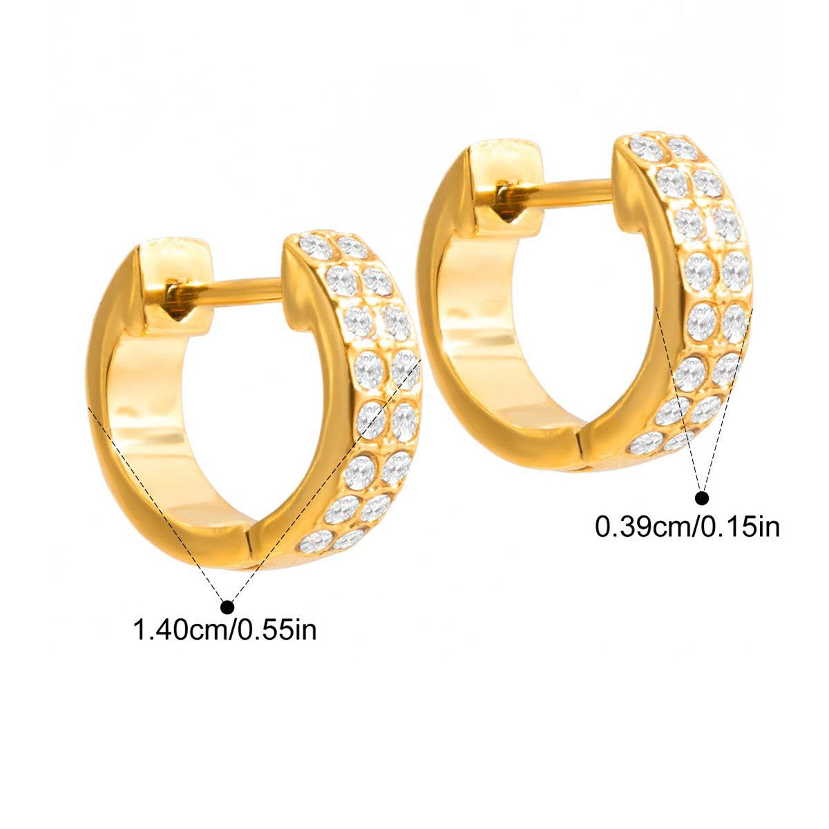 Geometric Pave Earrings — Round Pave Huggie · Gold
