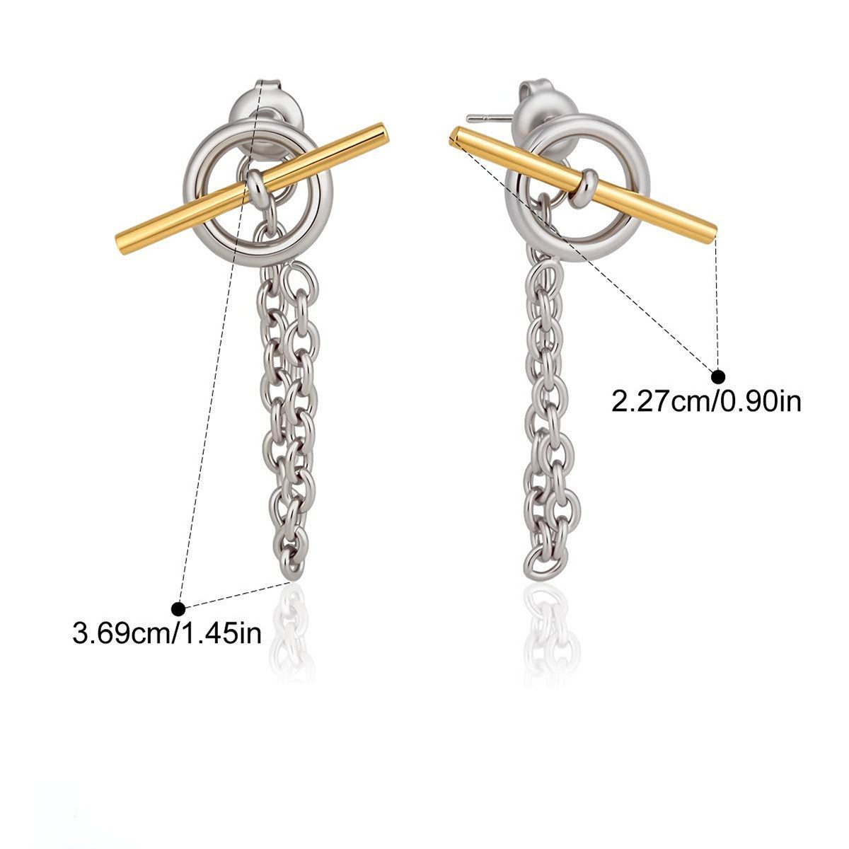 Two Tone Geometric Bar Drop Earrings — Two Tone Ring Bar Drop · Two Tone