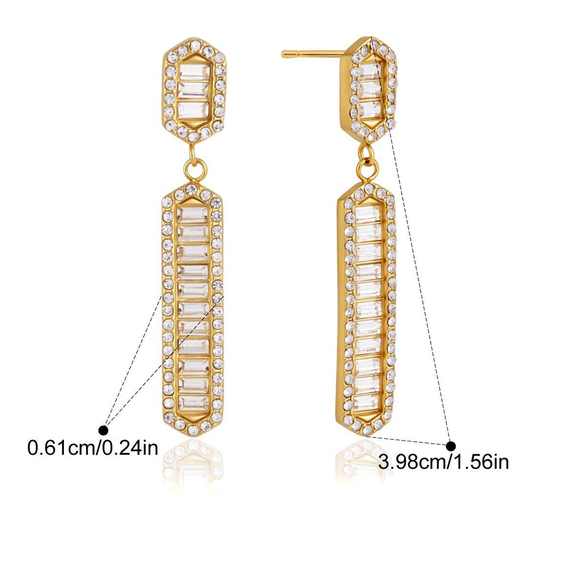Baguette Hexagon Drop Earrings — Baguette Hexagon Drop · Gold