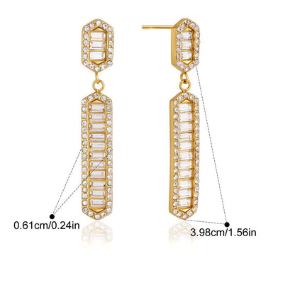 Baguette Hexagon Drop Earrings — Baguette Hexagon Drop · Gold