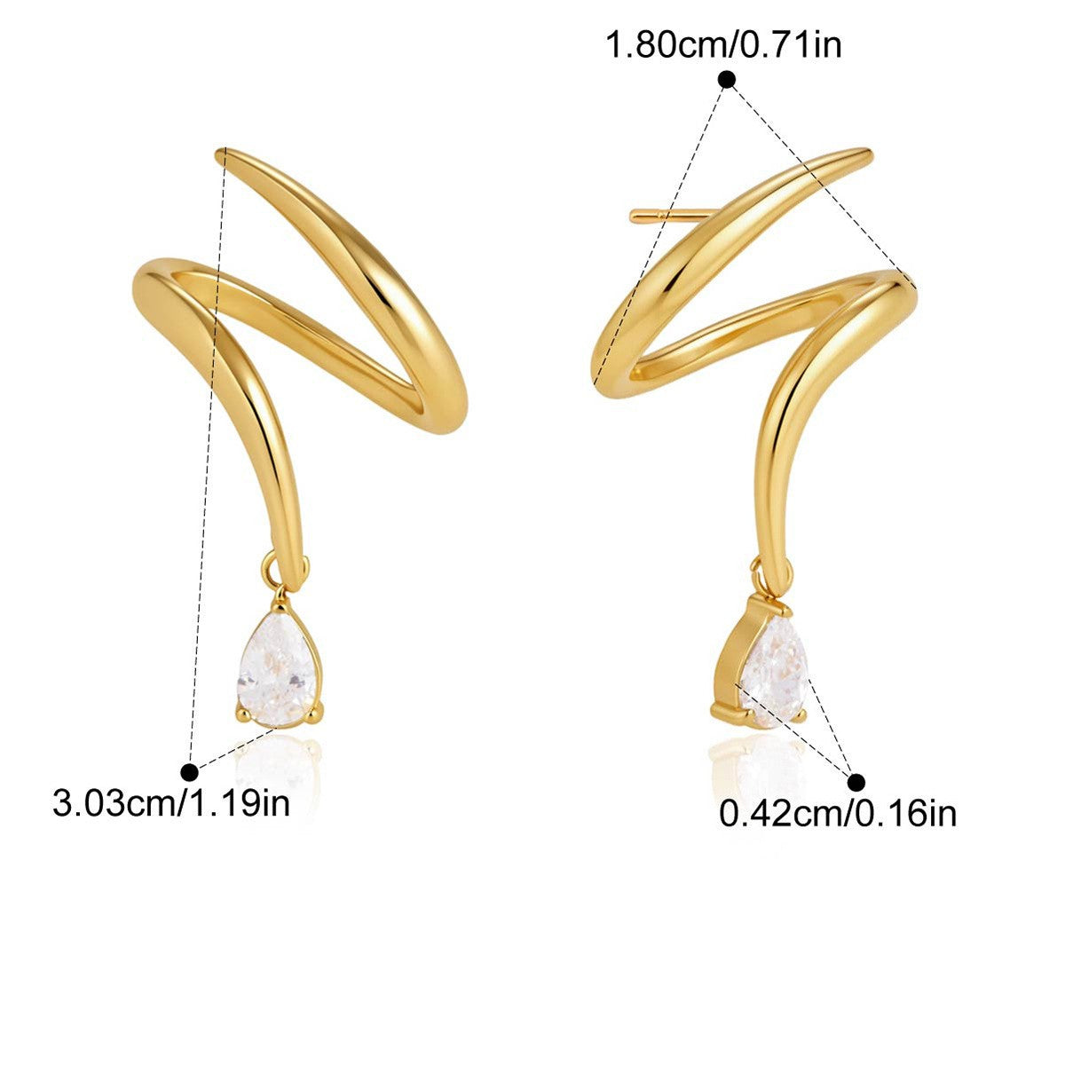 Teardrop Pavé Cuff Earrings — Twisted Teardrop Drop Cuff · Gold