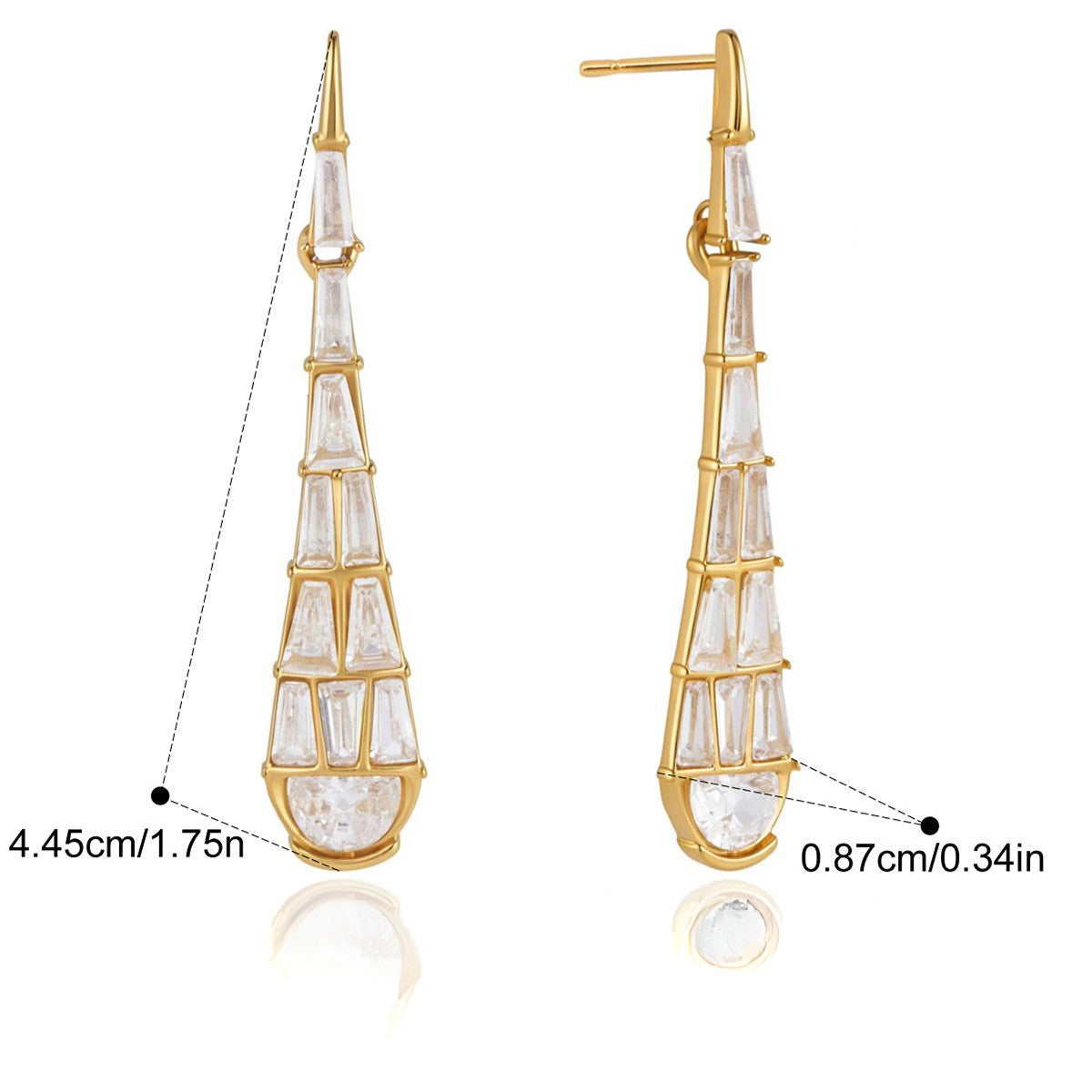 Tapered Baguette Drop Earrings — Tapered Baguette Drop · Gold