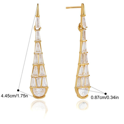 Tapered Baguette Drop Earrings — Tapered Baguette Drop · Gold