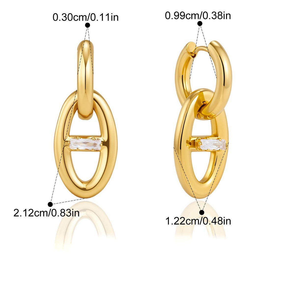 Chunky Teardrop Earrings — Interlocking Oval Link · Gold