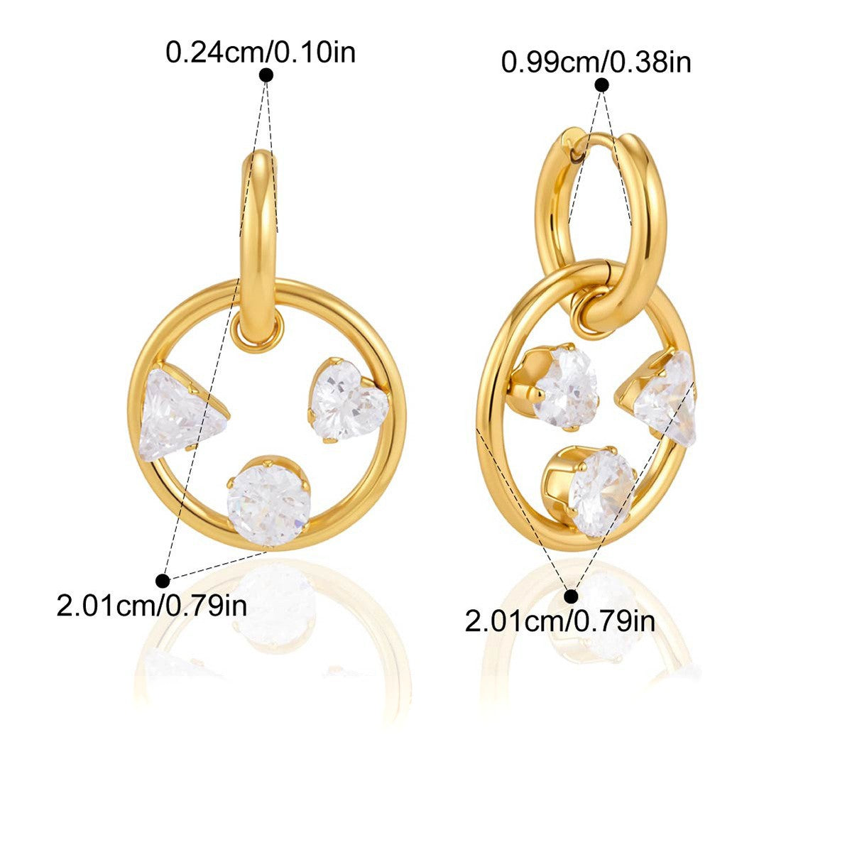 Chunky Teardrop Earrings — Scattered Heart CZ Circle · Gold