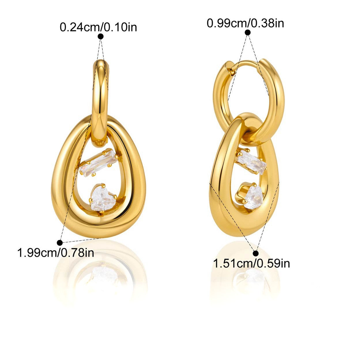 Chunky Teardrop Earrings — Pear Drop Baguette CZ · Gold