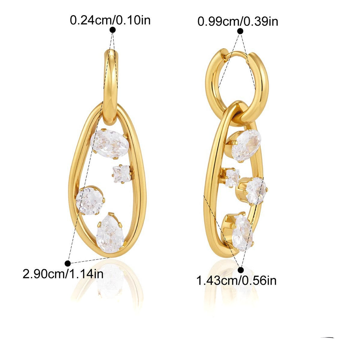Chunky Teardrop Earrings — Teardrop Crystal Drop · Gold