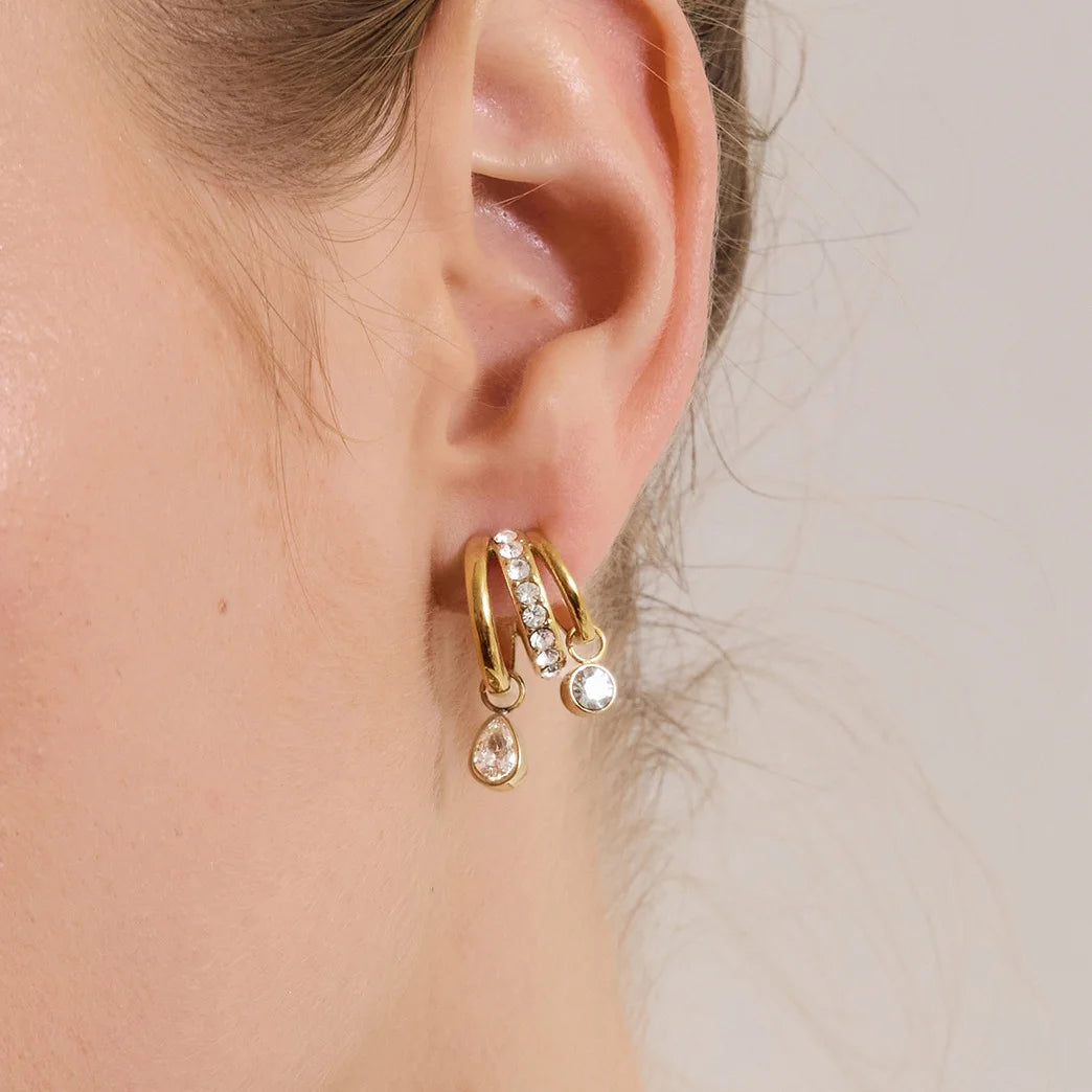 Chunky Hoop Drop Earrings — view 3
