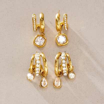 Chunky Hoop Drop Earrings — view 4