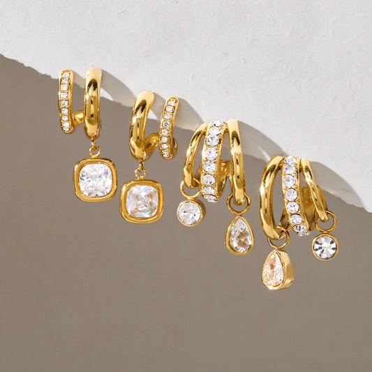 Chunky Hoop Drop Earrings
