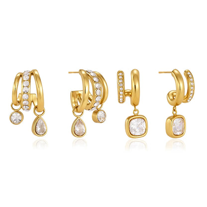 Chunky Hoop Drop Earrings — view 5