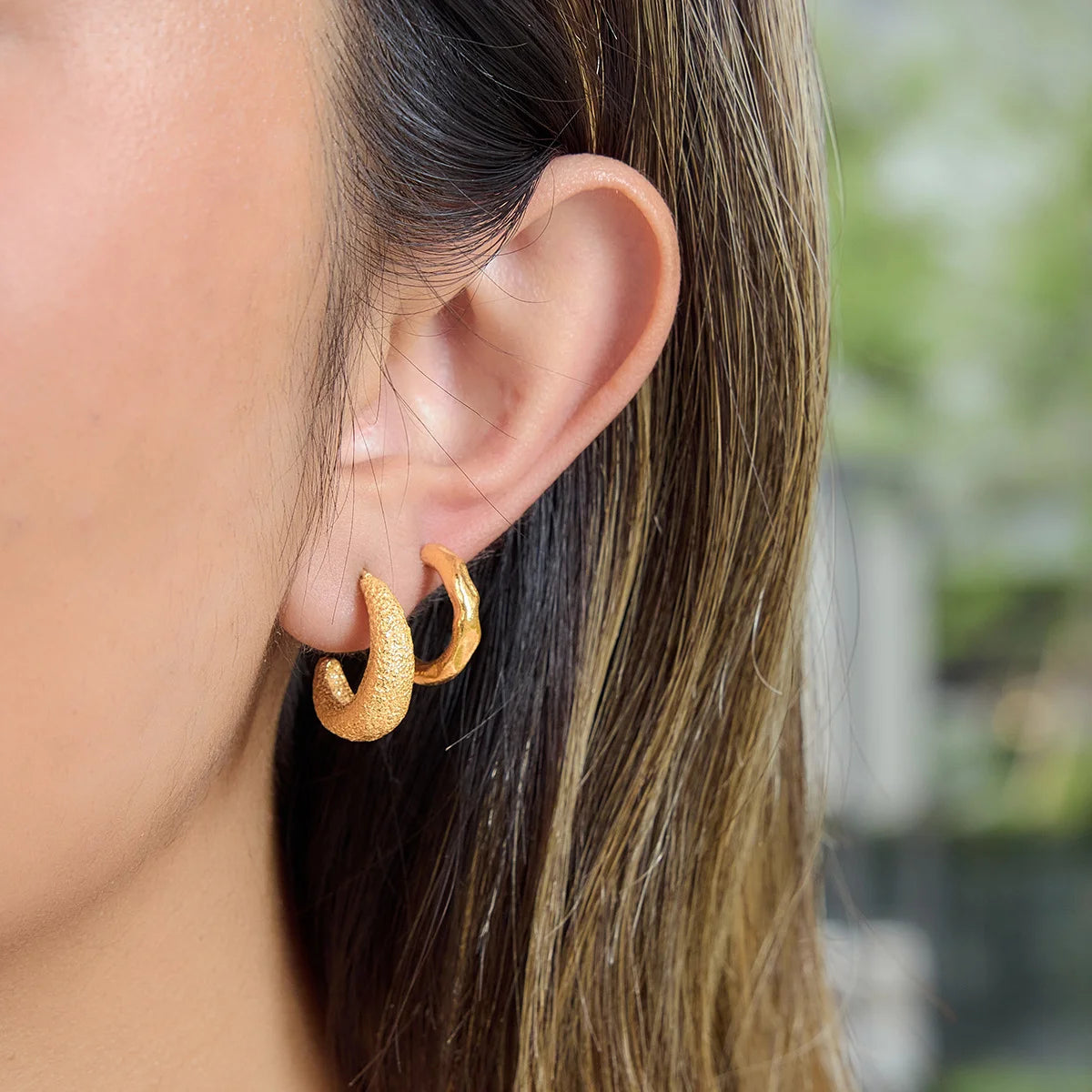 Hammered Chunky Earrings — view 3