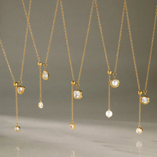 Geometric CZ Lariat Necklace