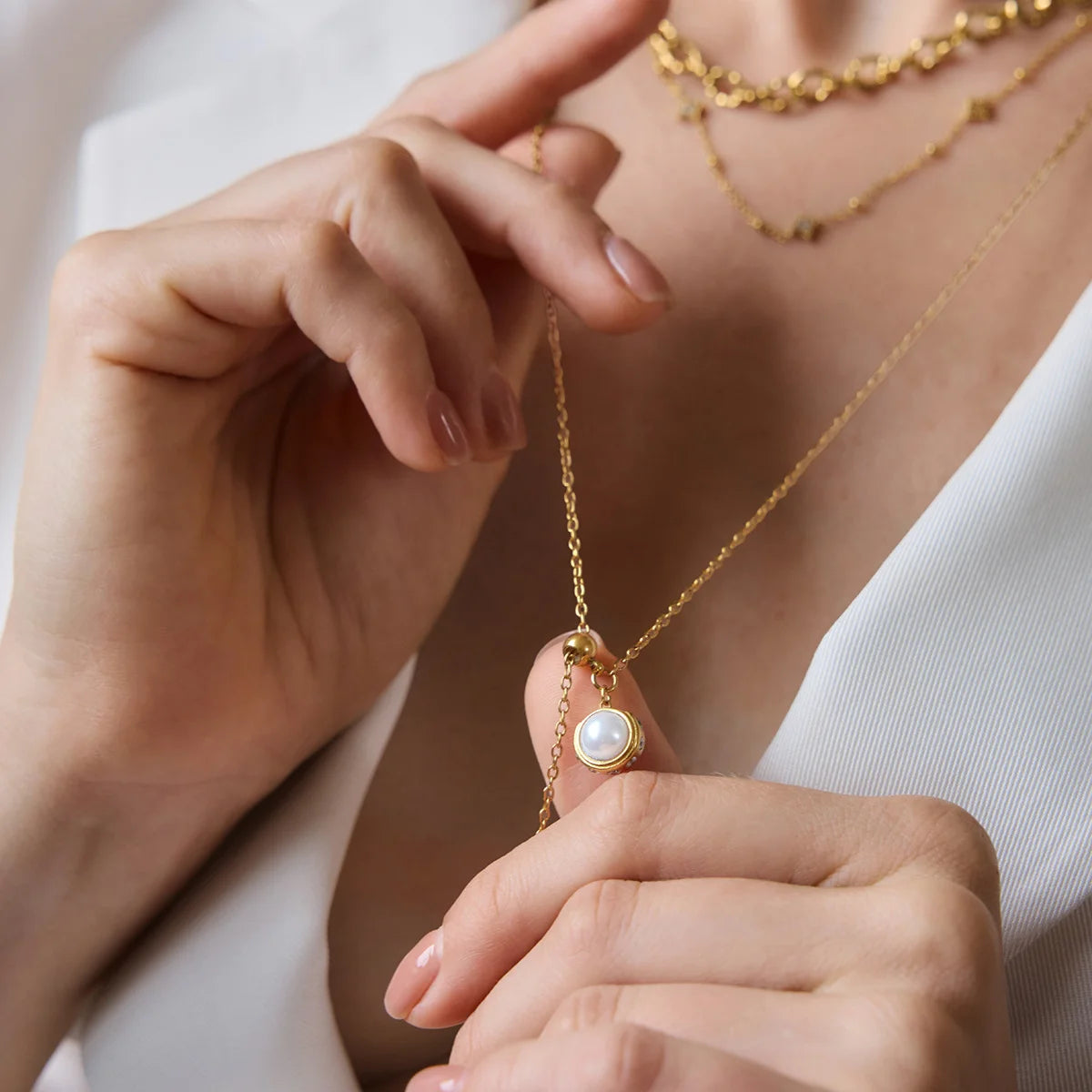 Geometric CZ Lariat Necklace — view 3