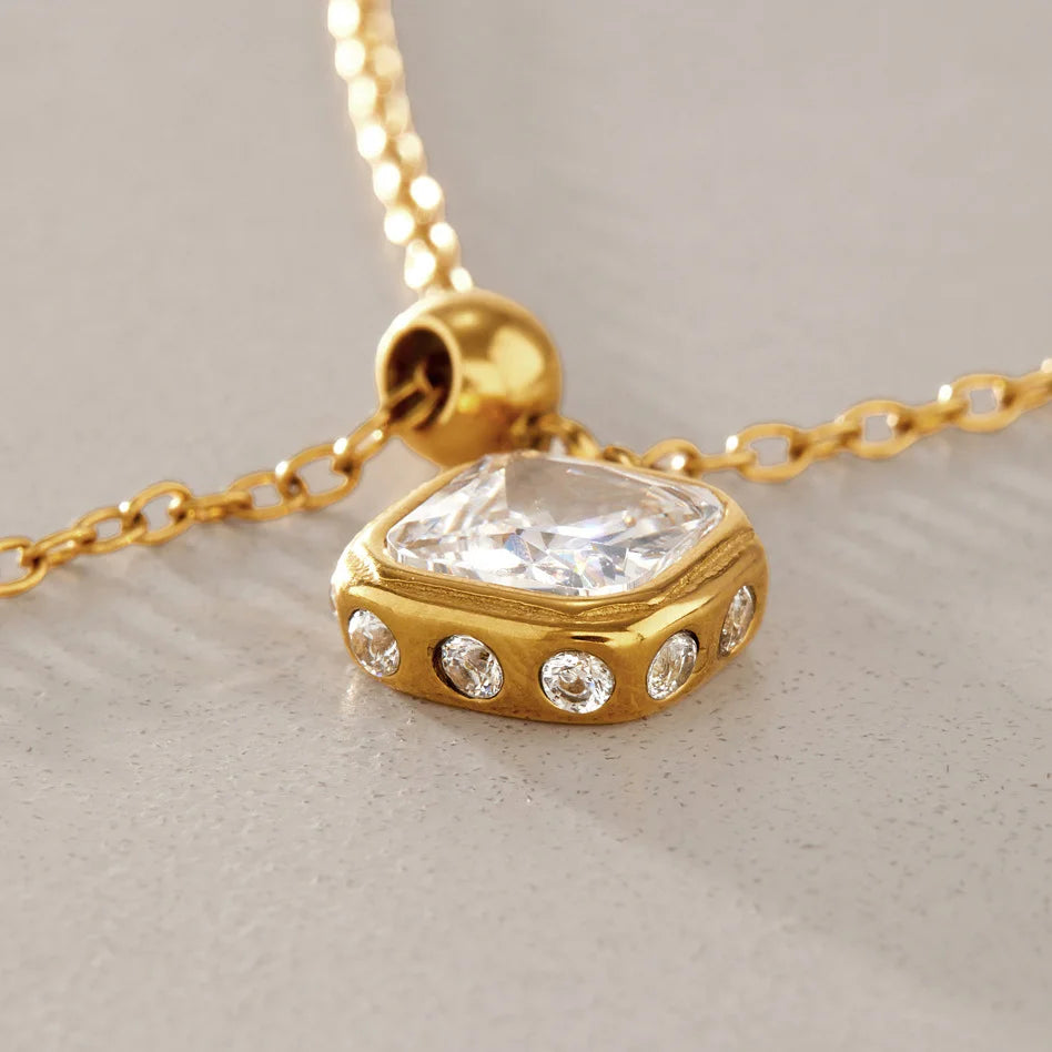 Geometric CZ Lariat Necklace — view 4