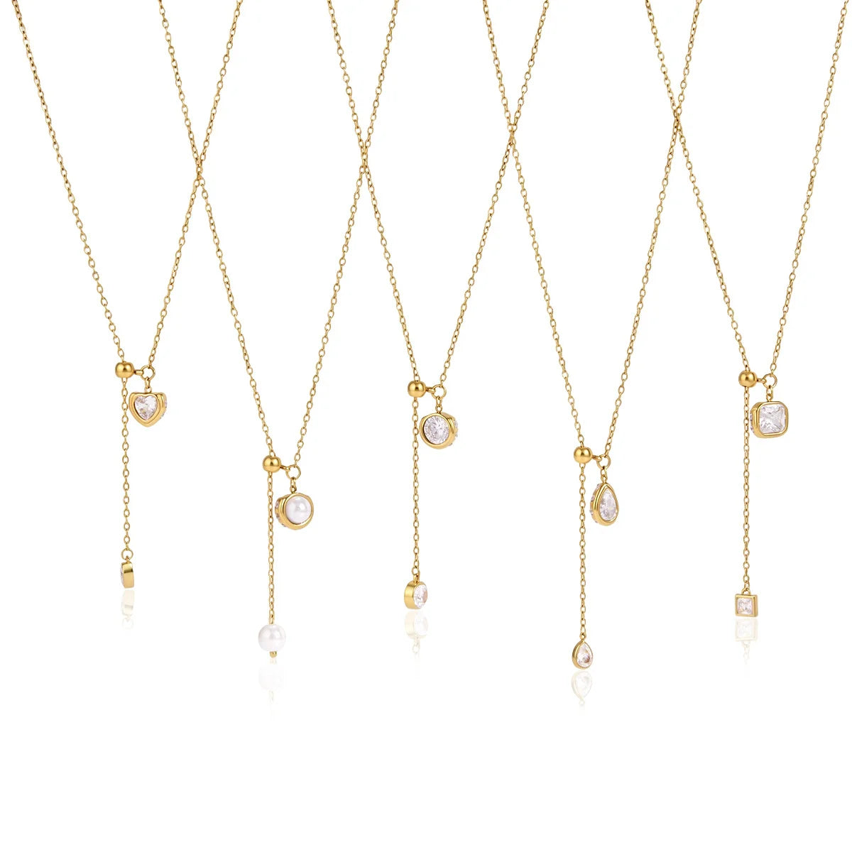 Geometric CZ Lariat Necklace — view 5