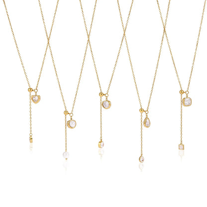 Geometric CZ Lariat Necklace — view 5