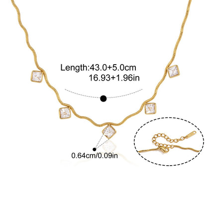 Twisted Chain Necklace — Square Stone Twisted Chain · Gold