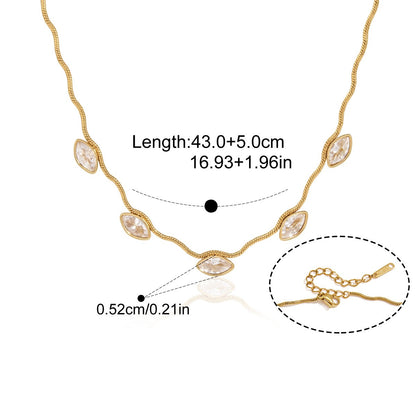 Twisted Chain Necklace — Marquise Stone Twisted Chain · Gold