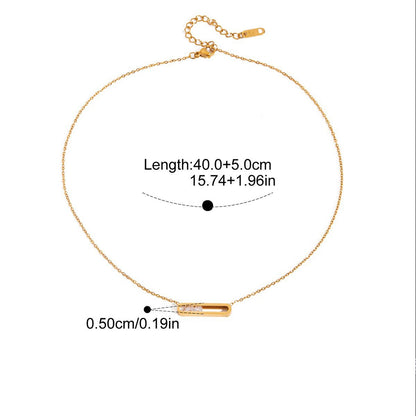 Geometric Inlay Necklace — Plain Open Oval · Gold