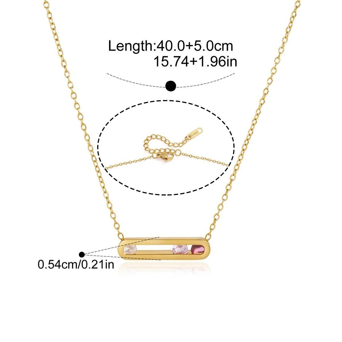 Geometric Inlay Necklace — Multicolor Stone Oval · Gold