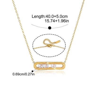 Geometric Inlay Necklace — Triple Stone Paperclip · Gold