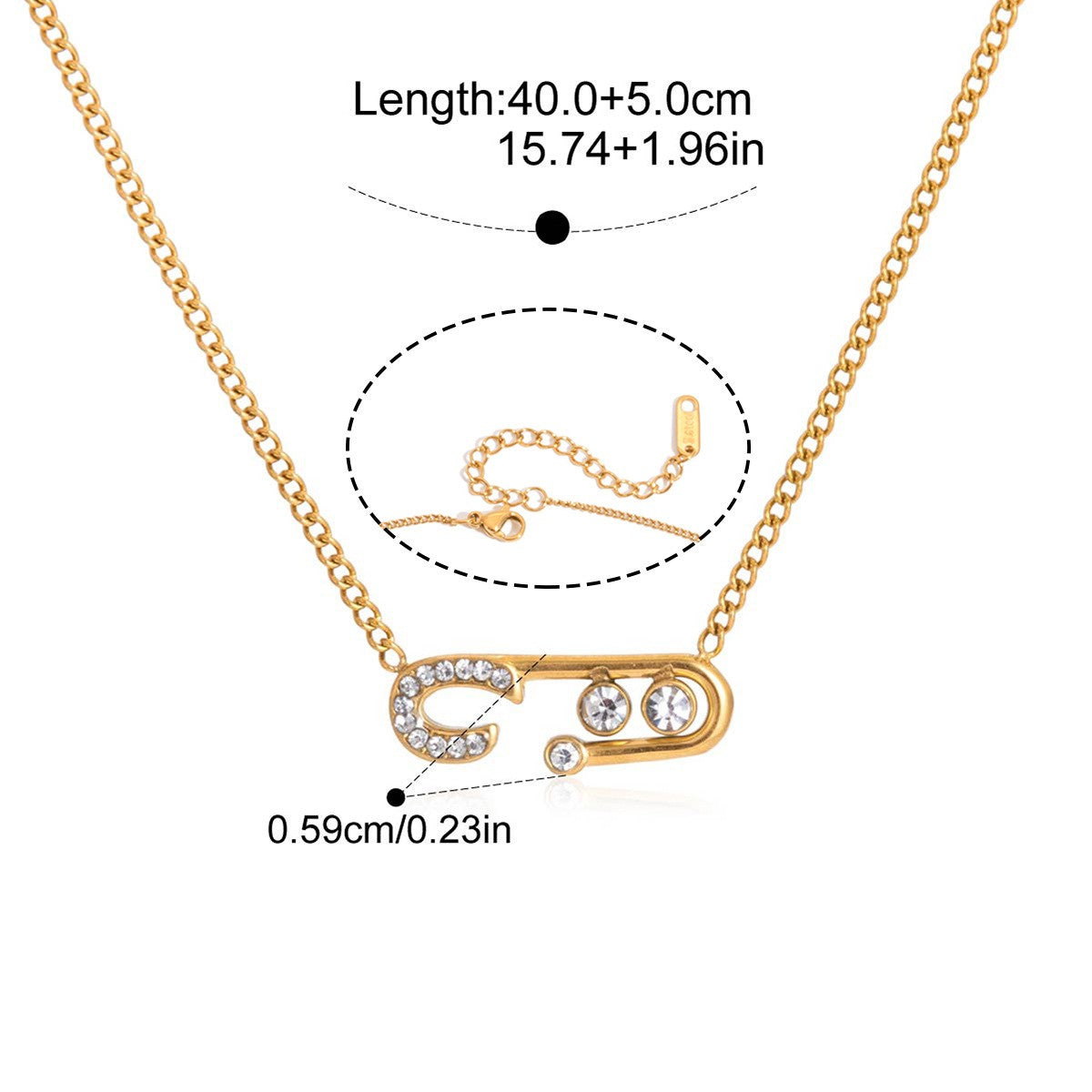 Geometric Inlay Necklace — Open C Crystal · Gold