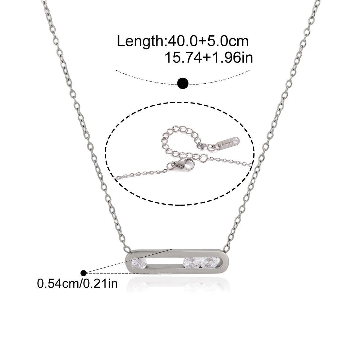 Geometric Inlay Necklace — Oval Bar Pendant · Silver
