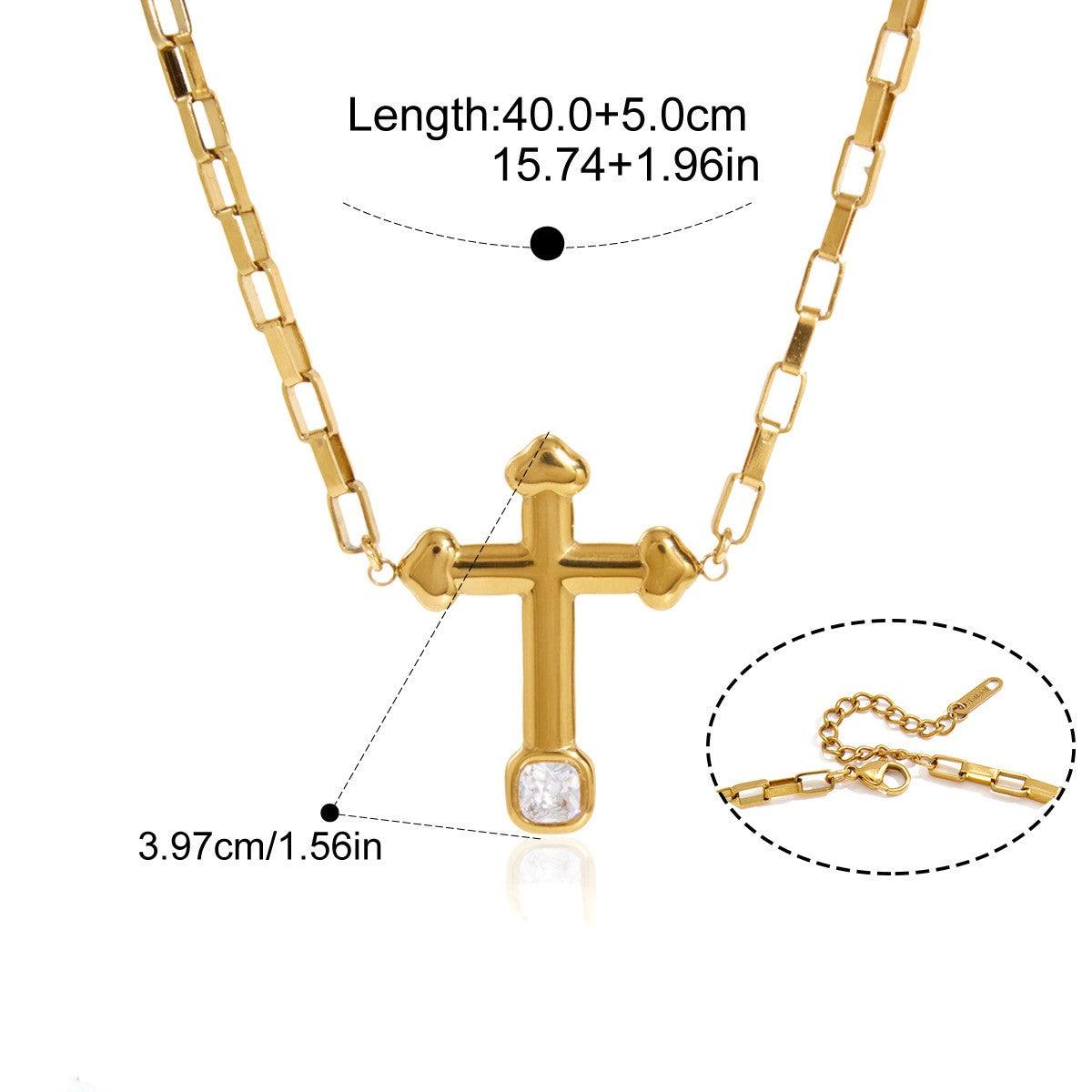 Chunky Cross Jewelry Set — Cross Pendant Necklace · Gold