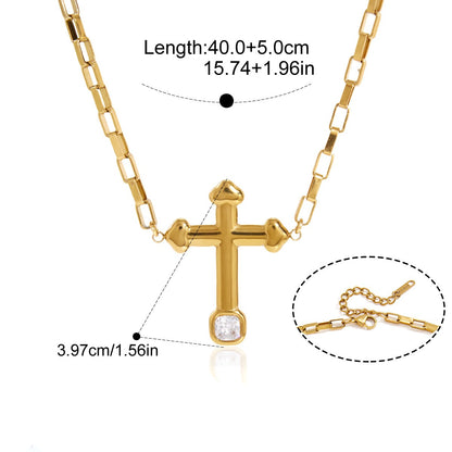 Chunky Cross Jewelry Set — Cross Pendant Necklace · Gold