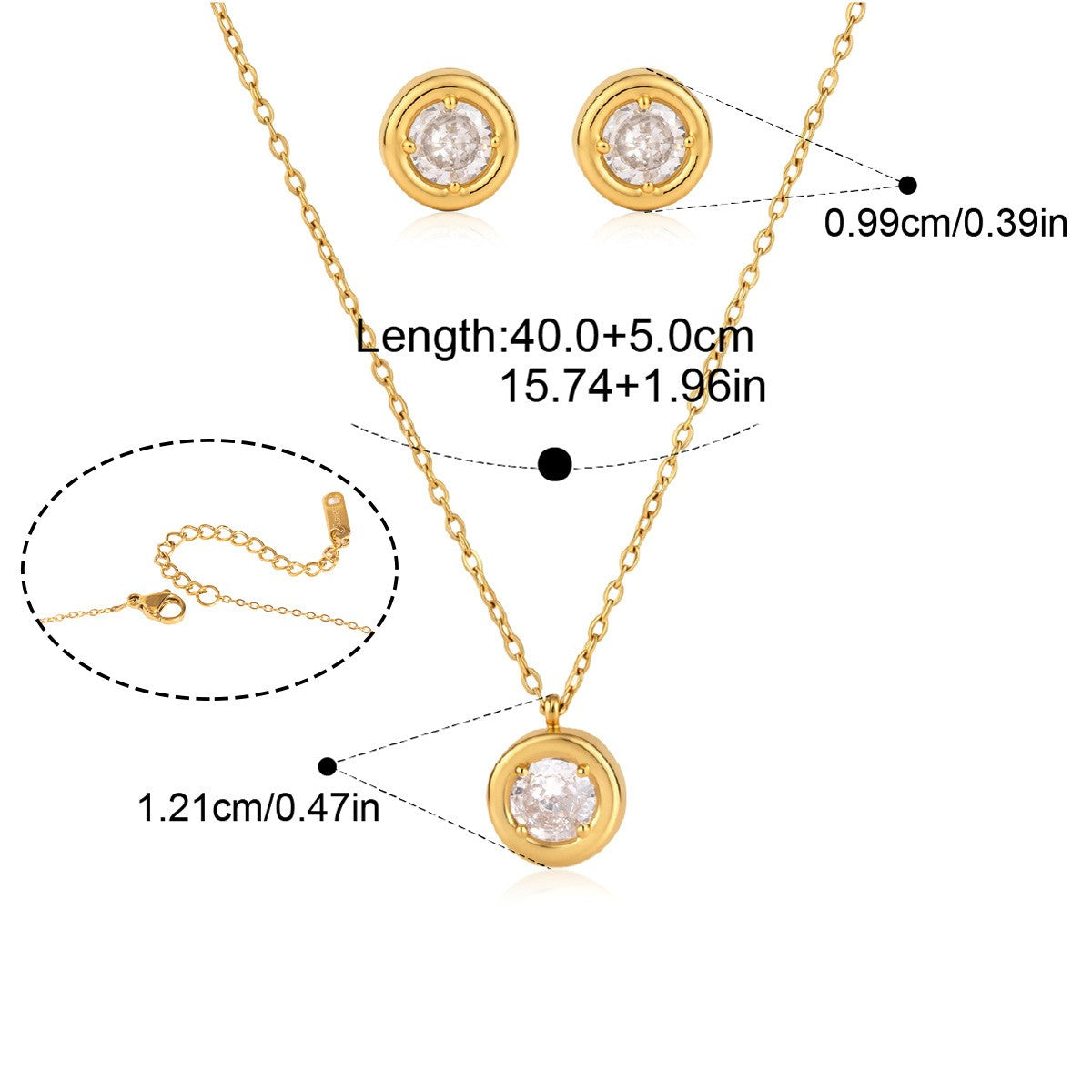 Bezel Solitaire Jewelry Set — Round Bezel Solitaire · Gold