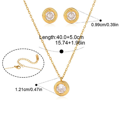 Bezel Solitaire Jewelry Set — Round Bezel Solitaire · Gold