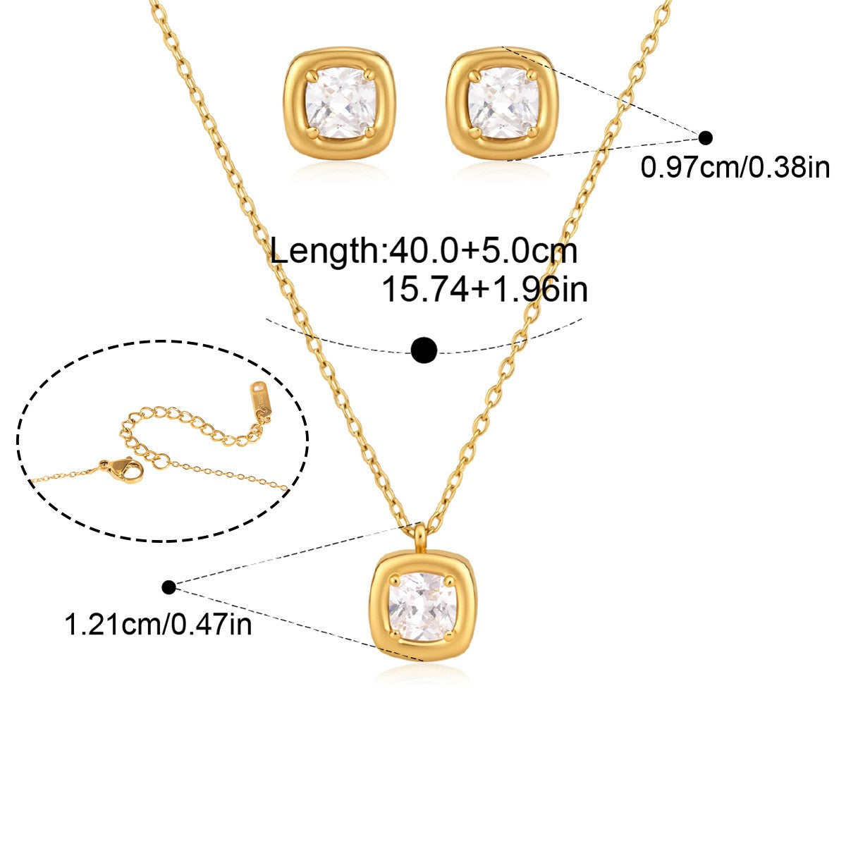 Bezel Solitaire Jewelry Set — Square Bezel Solitaire · Gold