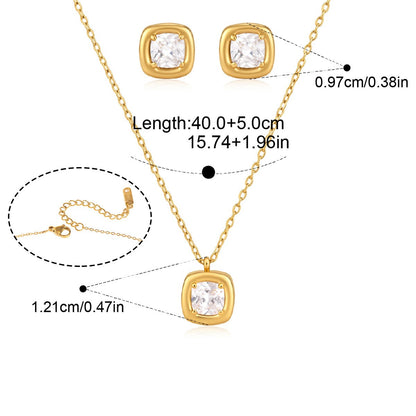 Bezel Solitaire Jewelry Set — Square Bezel Solitaire · Gold