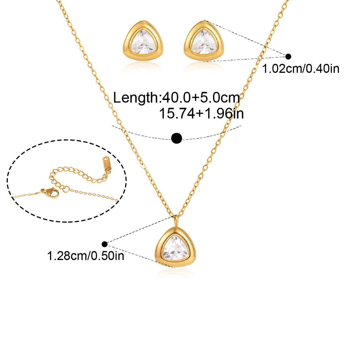Bezel Solitaire Jewelry Set — Trillion Bezel Solitaire · Gold