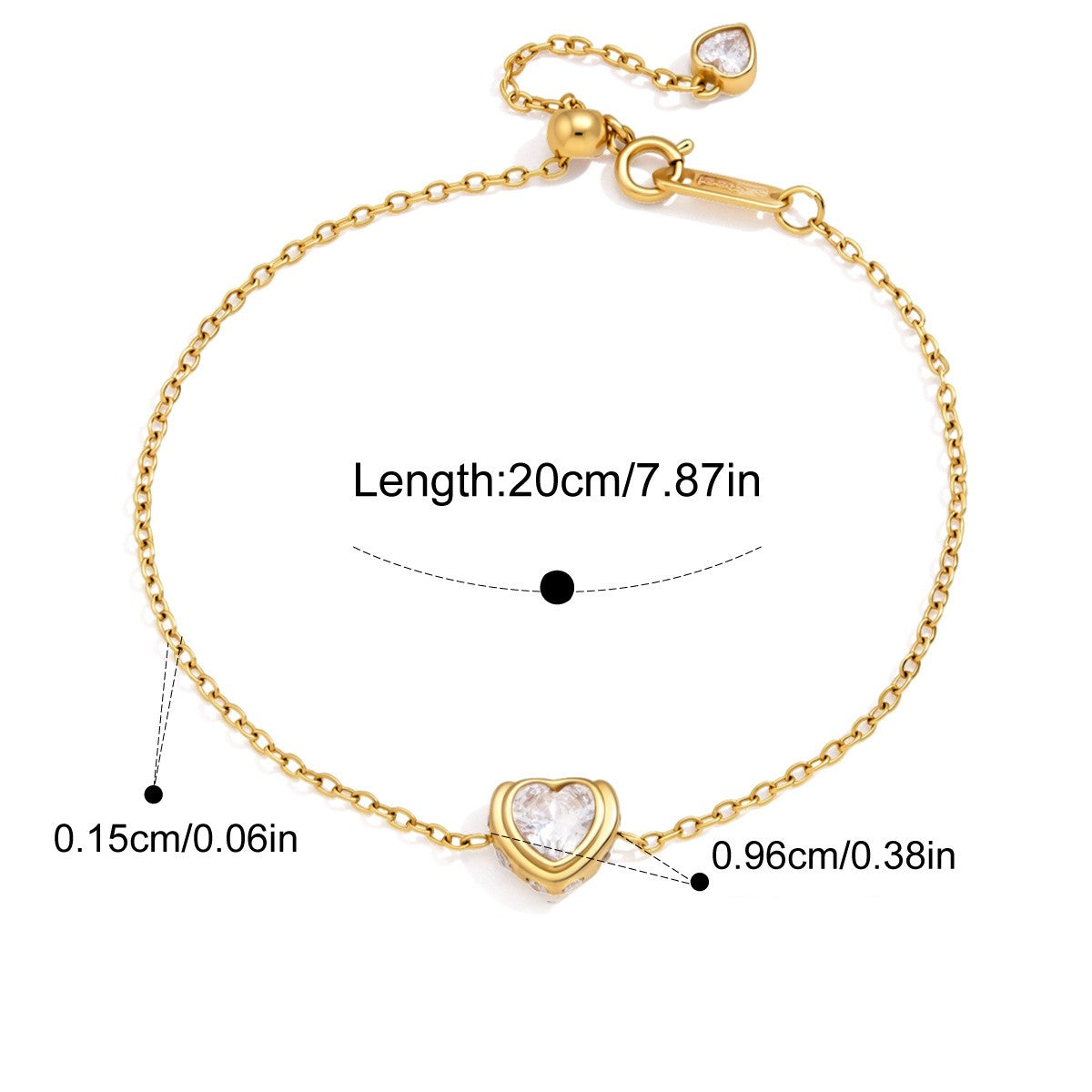 Vintage Pearl Charm Bracelet — Heart Crystal Charm · Gold