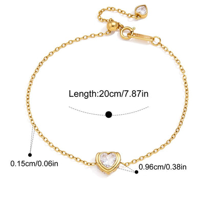 Vintage Pearl Charm Bracelet — Heart Crystal Charm · Gold