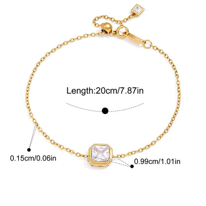 Vintage Pearl Charm Bracelet — Cushion Cut · Gold