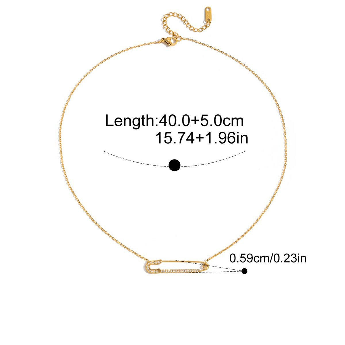 Celestial Star Drop Necklace — Safety Pin Pendant · Gold