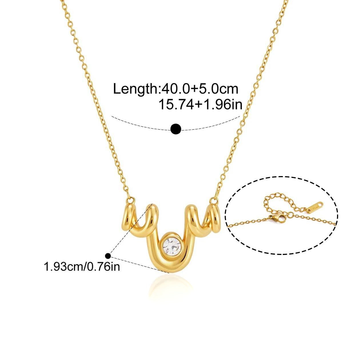 Celestial Star Drop Necklace — Abstract Wave Pendant · Gold