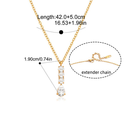 Celestial Star Station Necklace — Vertical Pear Drop · Gold