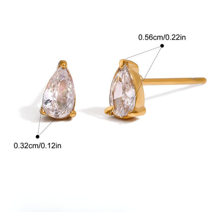 Minimal Geometric Earrings — Teardrop Stud Earring · Gold