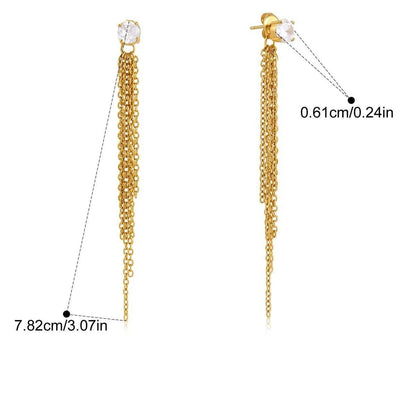 Minimal Geometric Earrings — Chain Tassel Drop Earring · Gold