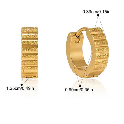 Hammered Chunky Earrings — Textured Ridged Huggie · Gold